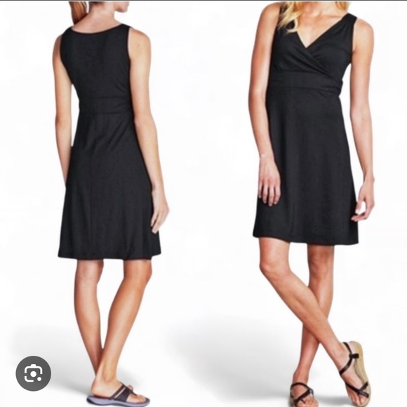 EDDIE BAUER Travex Sleeveless V-Neck A-Line Black Dress Small - Picture 1 of 12